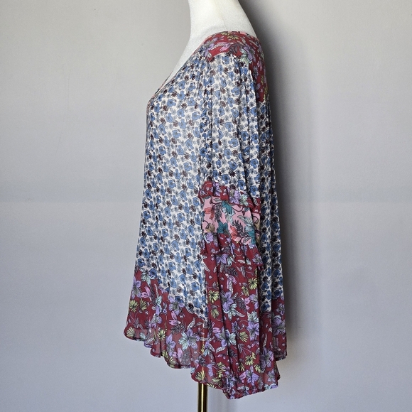 Jade By Johnny Was Rashida Mix Print Peasant Top - Picture 6 of 11